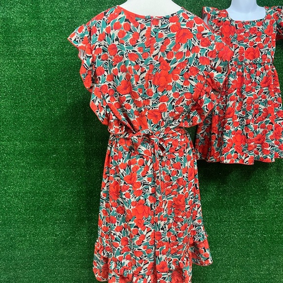 Pat Pat red floral matching mommy & me dresses size toddler 4-5T and women’s XL - Picture 2 of 8